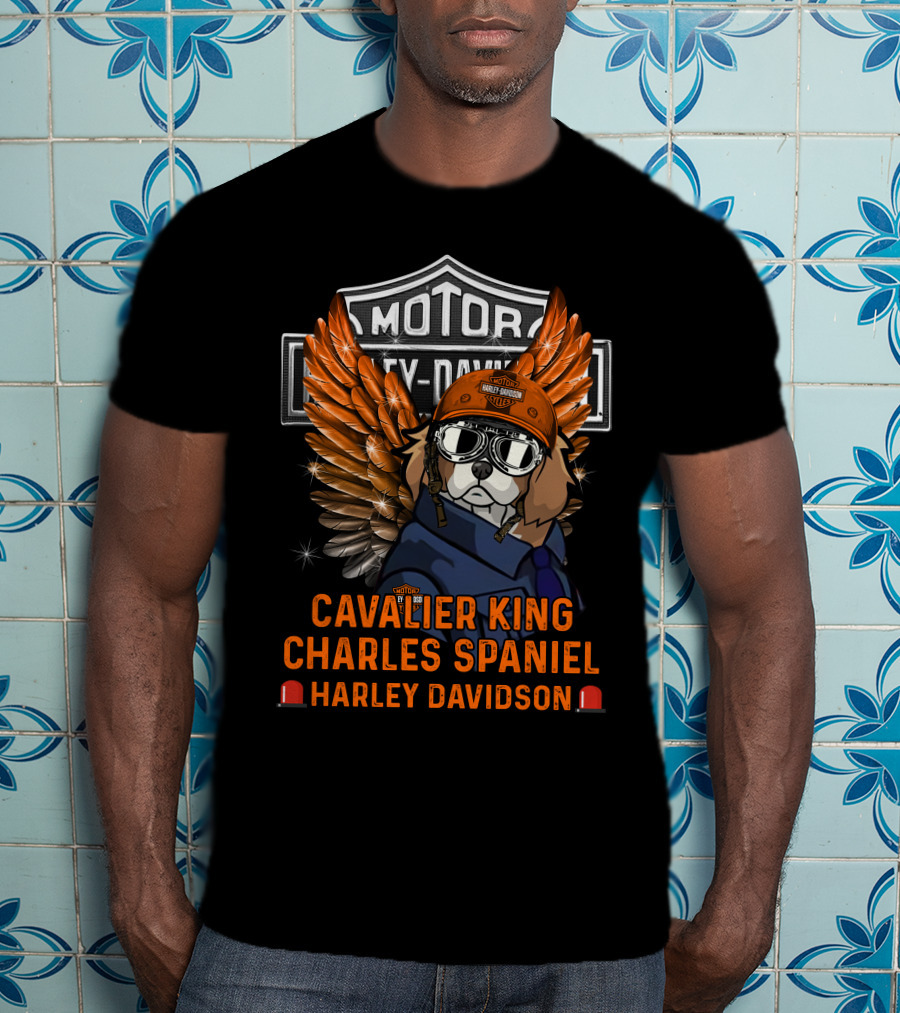 Cavalier King Charles Spaniel Harley Davidson Motor Dogs T-Shirt