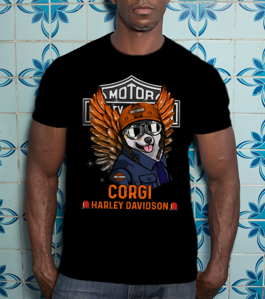 Corgi Harley Davidson Motor Classic Wings T-Shirt