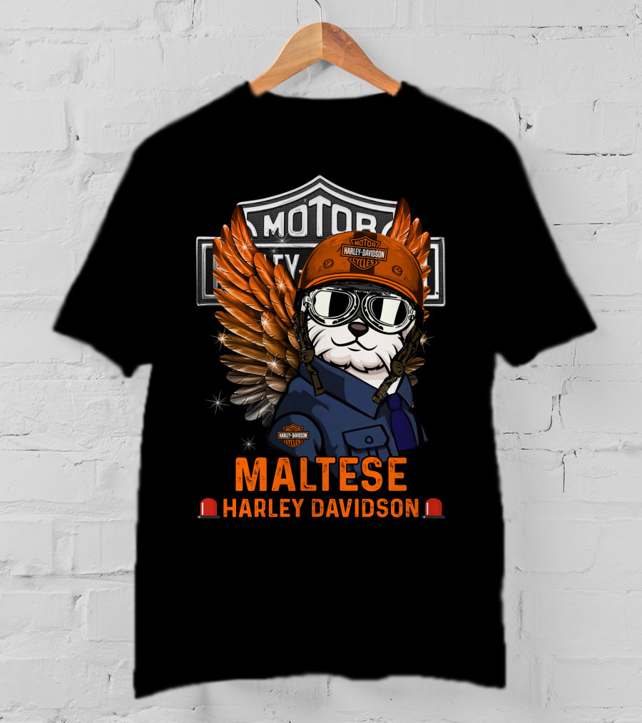 Maltese Harley Davidson Motor City Styles T-Shirt