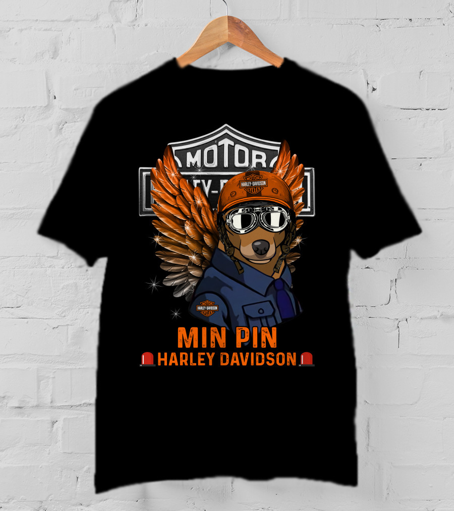Harley Davidson Min Pin With Winged Helmet And Goggles T-Shirt