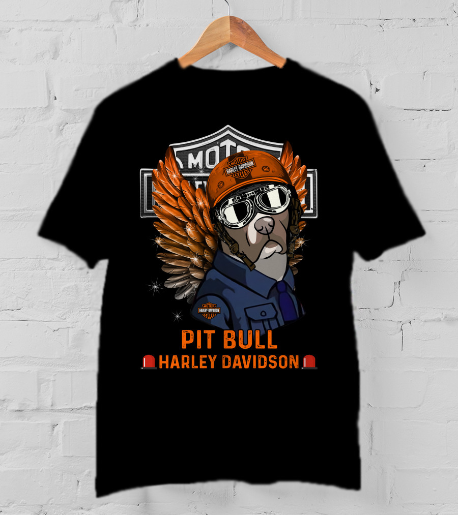 Harley Davidson Pit Bull Motorcycle Wings T-Shirt