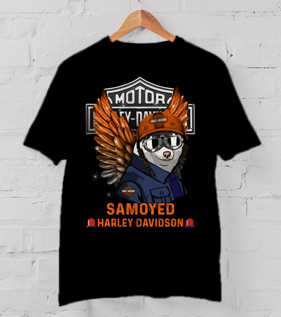 Motor Harley Davidson Samoyed Wings T-Shirt