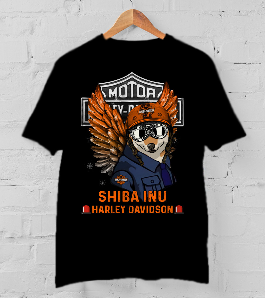 Motor Harley Davidson Cycles Shiba Inu Wings And Helmet T-Shirt