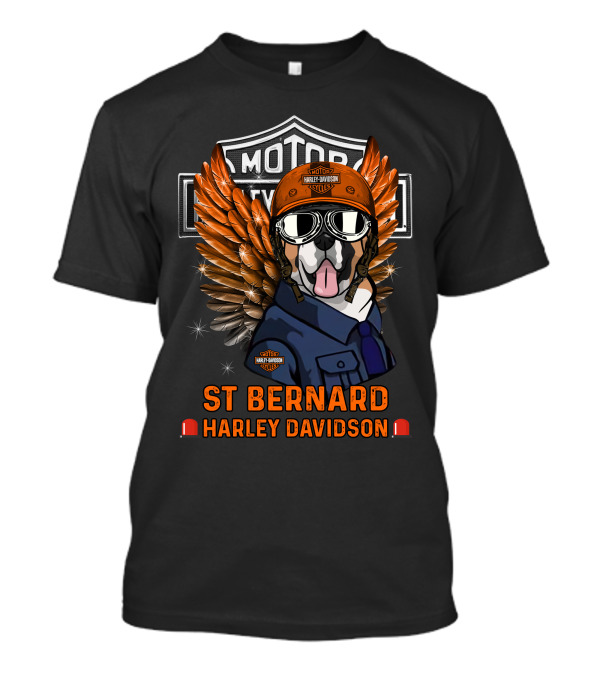 St Bernard Harley Davidson Hd Motor Cycles Wings T-Shirt