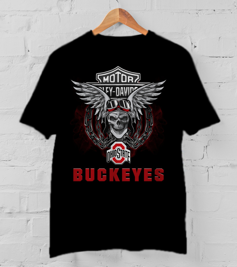 Motör Harley Davidson Buckeyes Ohio State Ncaa Football Fans T-Shirt