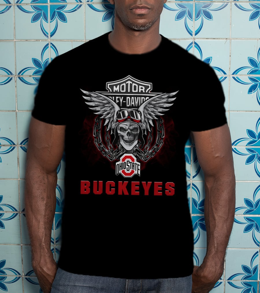 Motör Harley Davidson Buckeyes Ohio State Ncaa Football Fans T-Shirt