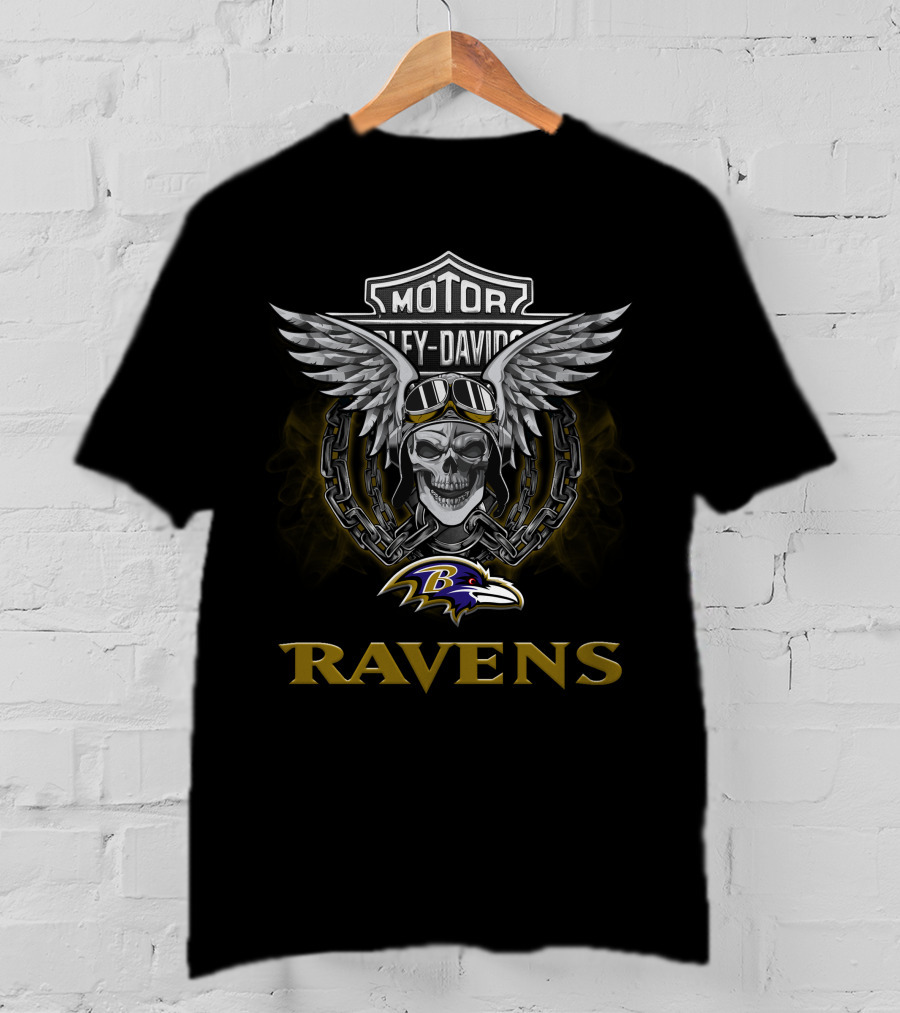 Hd Ravens Nfl Football Fans Baltimore Ravens Harley Davidson T-Shirt