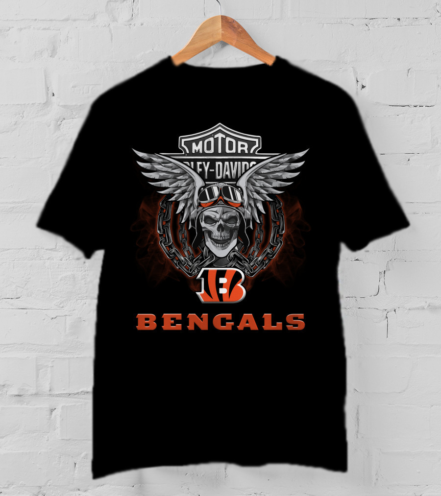 Motor Harley Davidson Bengals Nfl Football Fans T-Shirt