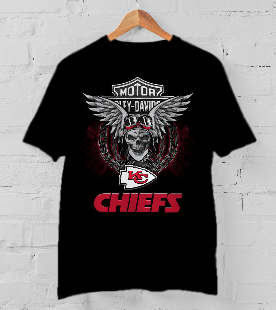 Motor Harley Davidson Kansas City Chiefs Nfl Football Fans T-Shirt