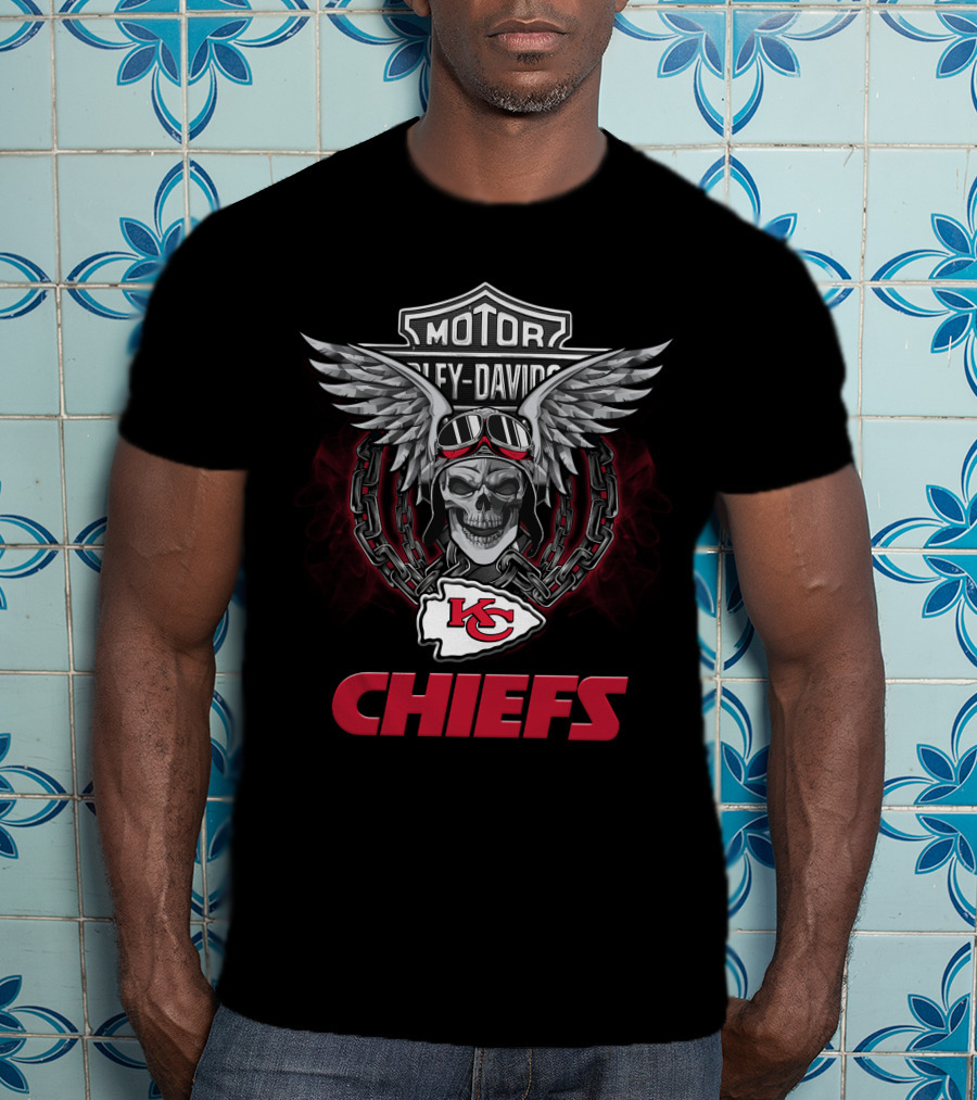 Motor Harley Davidson Kansas City Chiefs Nfl Football Fans T-Shirt