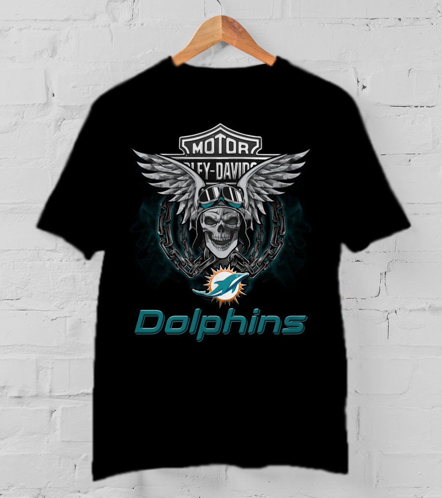 Motor Harley Davidson Miami Dolphins Nfl Football Fans T-Shirt