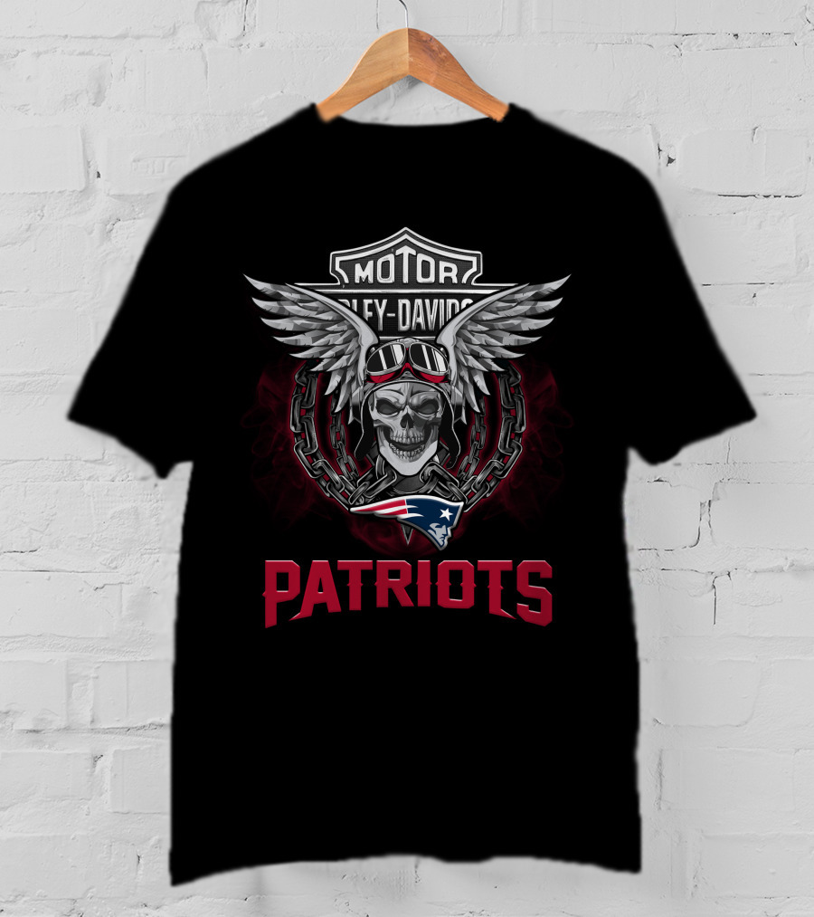 Hd New England Patriots Skull With Wings And Goggles For Nfl Football Fans T-Shirt