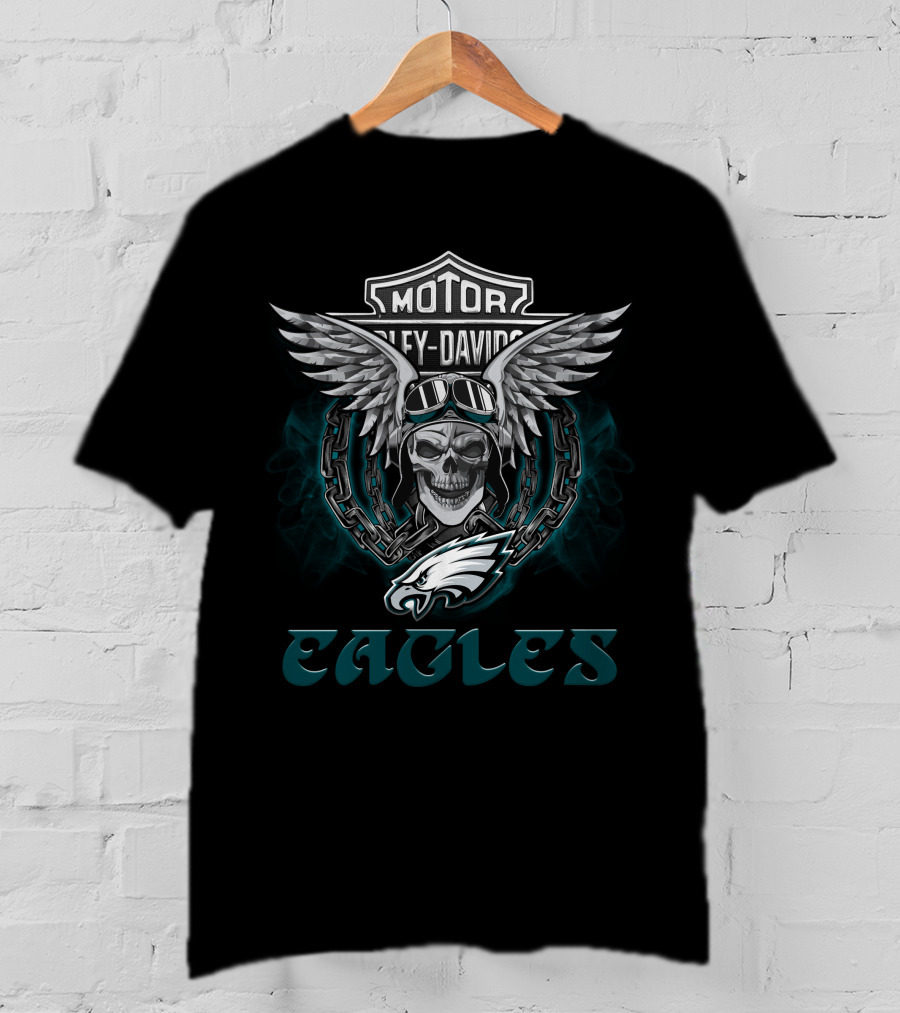 Motor Harley Davidson Philadelphia Eagles Nfl Football Fans T-Shirt