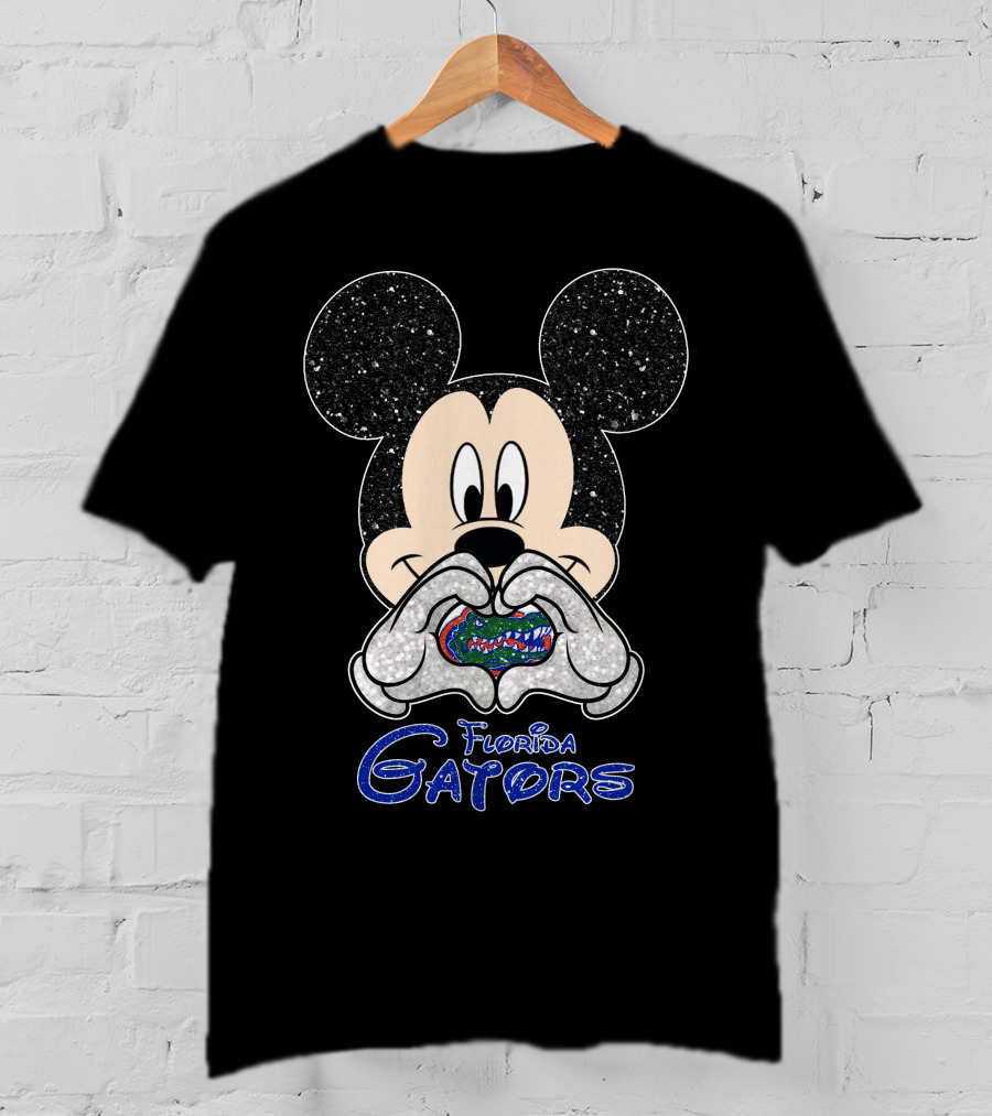 Mickey Love Florida Gators With Glitter T-Shirt
