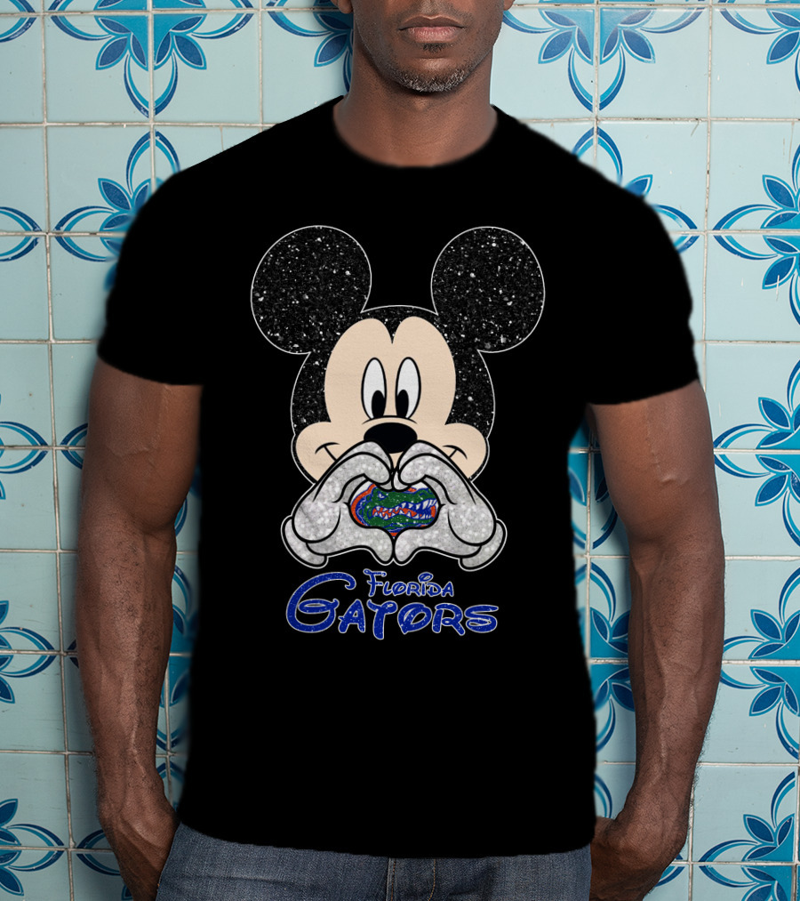 Mickey Love Florida Gators With Glitter T-Shirt