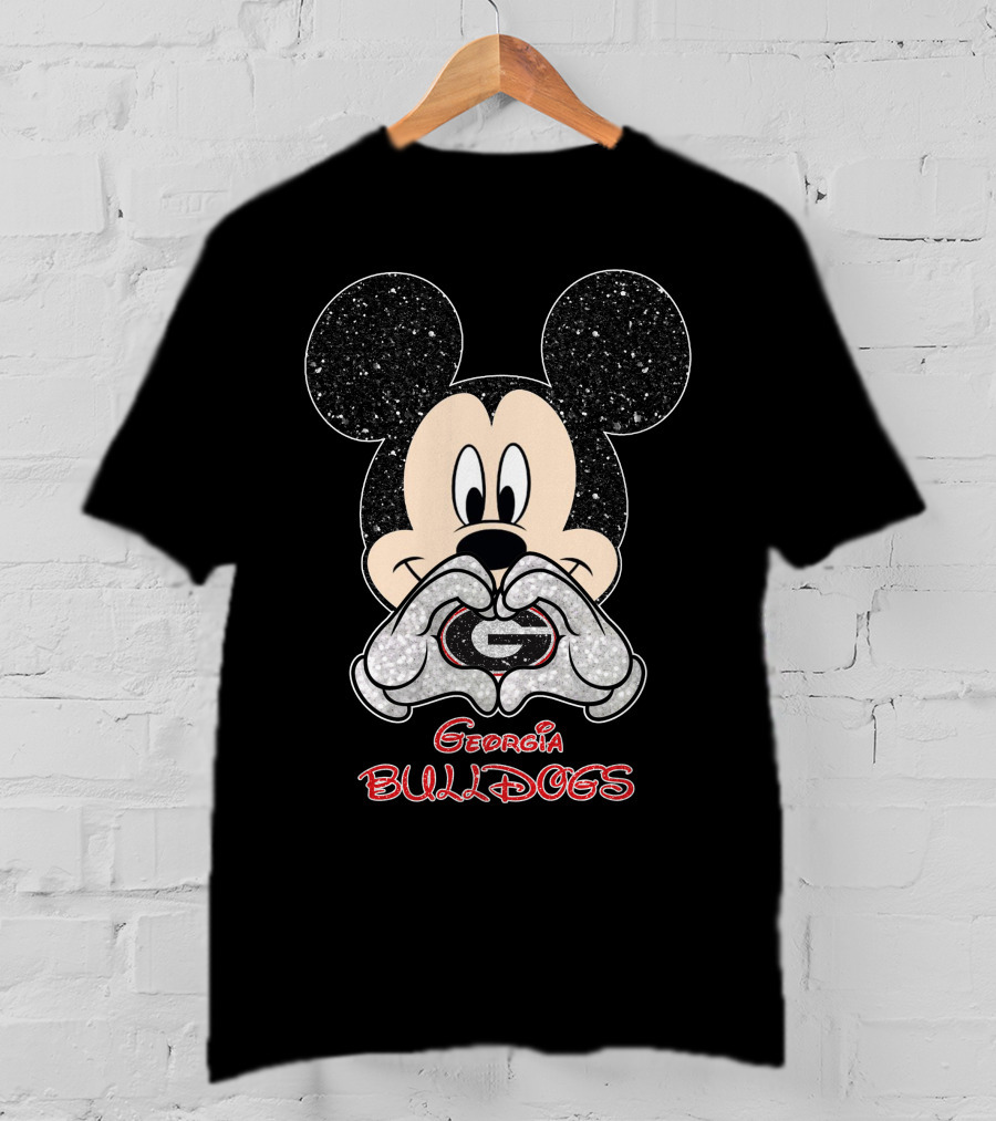 Mickey Mouse Heart Hands Georgia Bulldogs T-Shirt