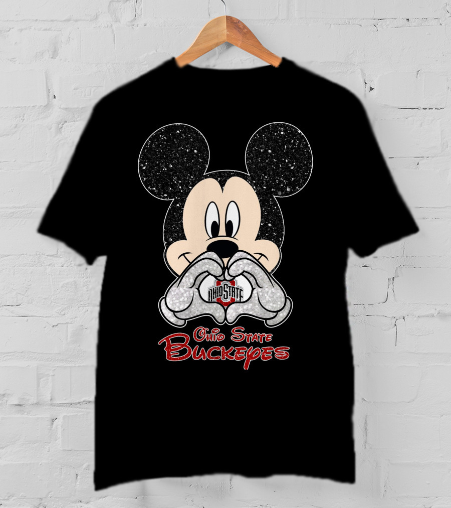 Mickey Mouse Heart Ohio State Buckeyes Fan Love T-Shirt