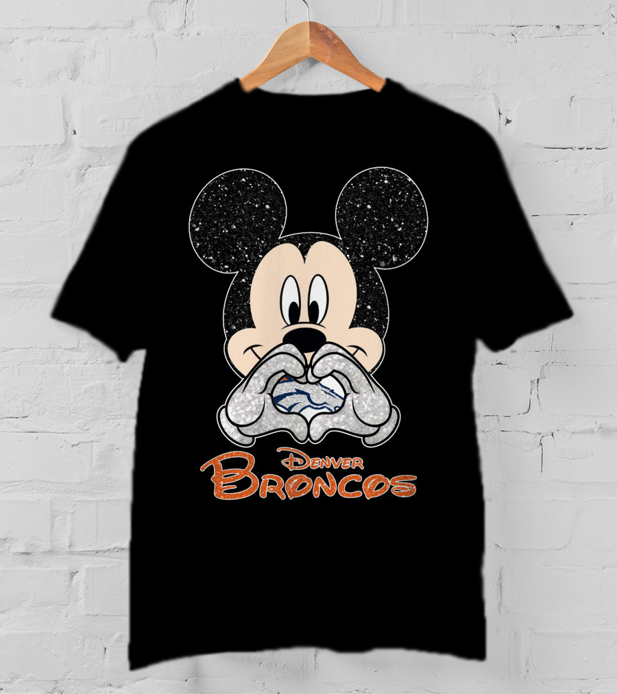 Mickey Denver Broncos Heart Hands T-Shirt