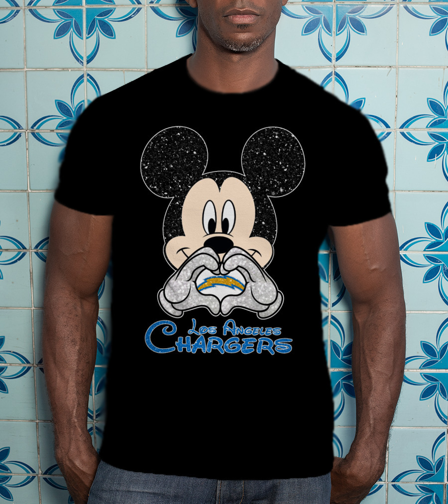 Mickey Los Angeles Chargers Heart T-Shirt