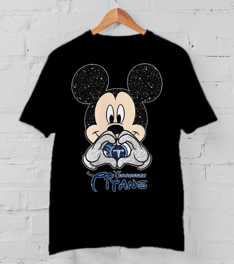 Mickey Mouse Heart Tennessee Titans Football Fan T-Shirt