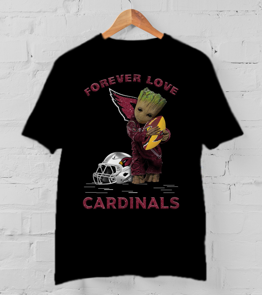 Forever Love Cardinals Groot Holding Football Helmet T-Shirt