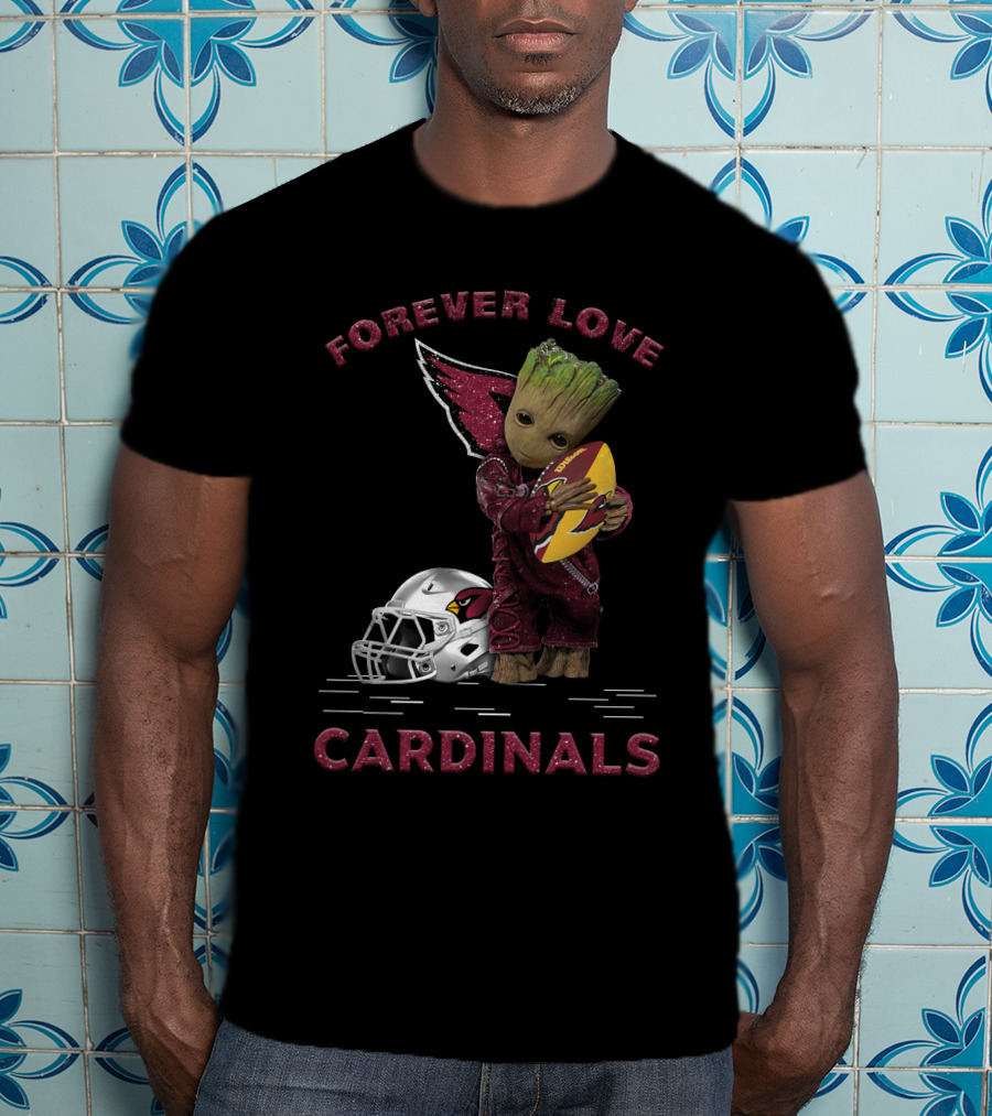 Forever Love Cardinals Groot Holding Football Helmet T-Shirt