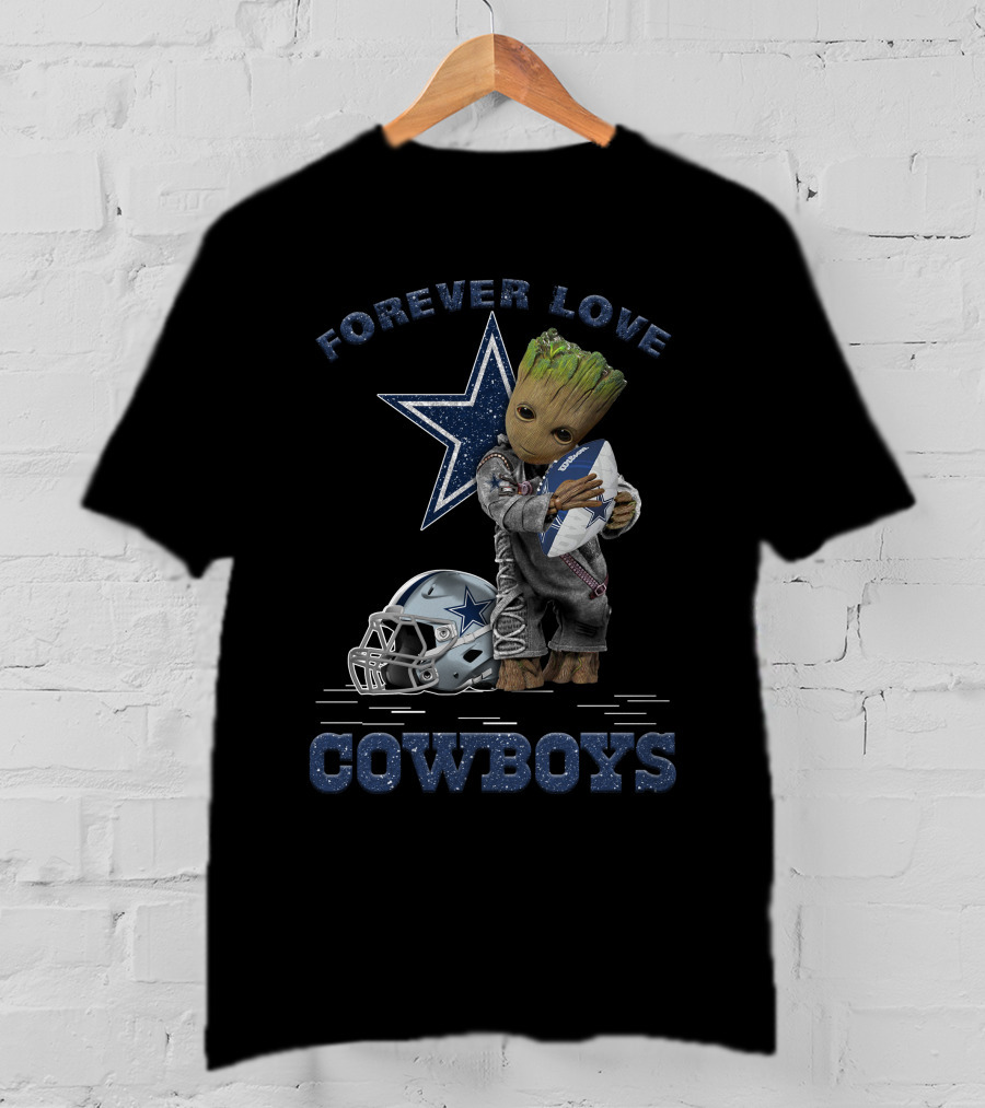 Forever Love Cowboys Groot Football Helmet Star T-Shirt