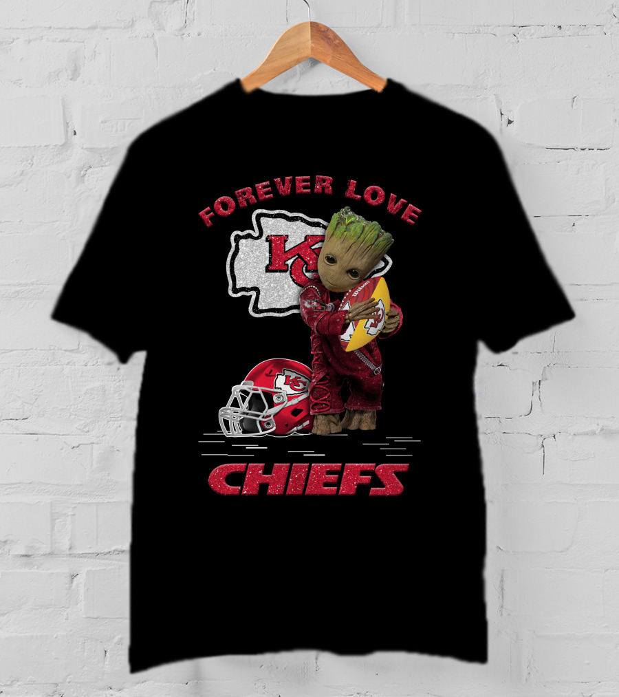 Forever Love Kansas City Chiefs Groot Football Helmet T-Shirt