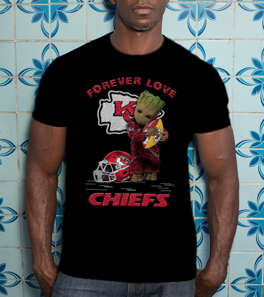 Forever Love Kansas City Chiefs Groot Football Helmet T-Shirt