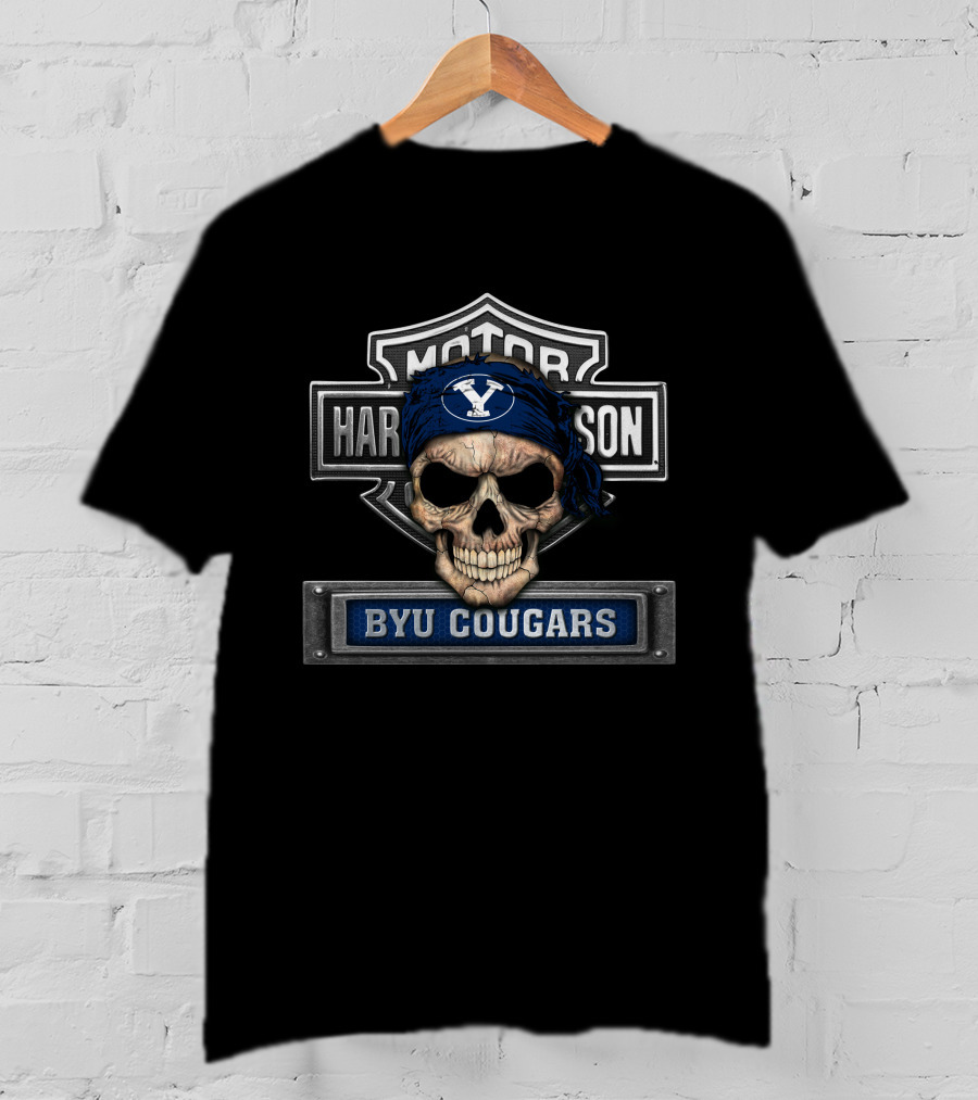Harley Davidson Skull Bandana Byu Cougars T-Shirt