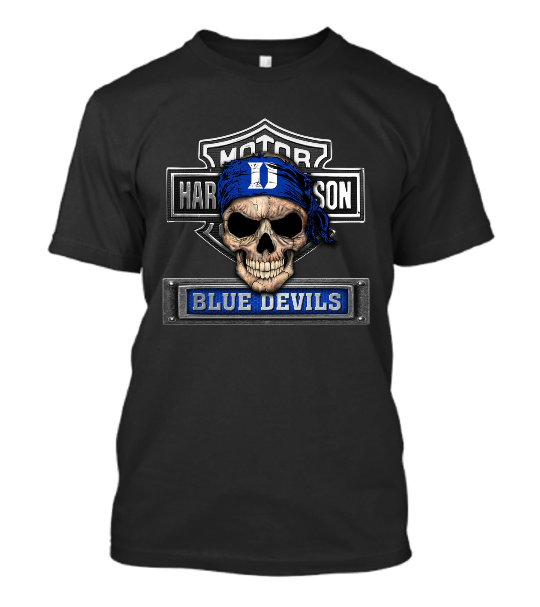 Motor Harley Davidson Skull Bandana Blue Devils T-Shirt