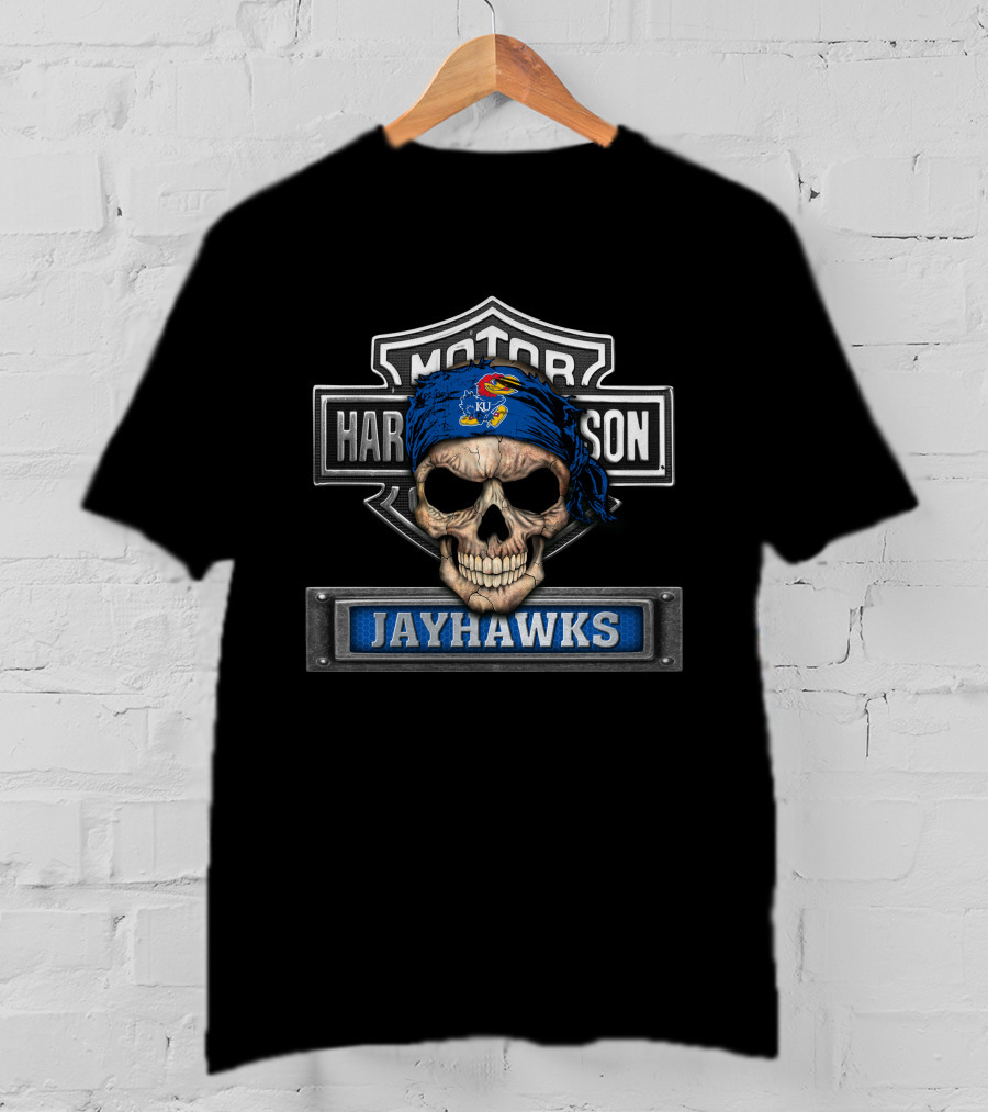 Hd Ncaa Kansas Jayhawks Skull Bandana T-Shirt