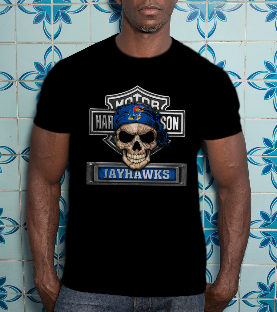 Hd Ncaa Kansas Jayhawks Skull Bandana T-Shirt