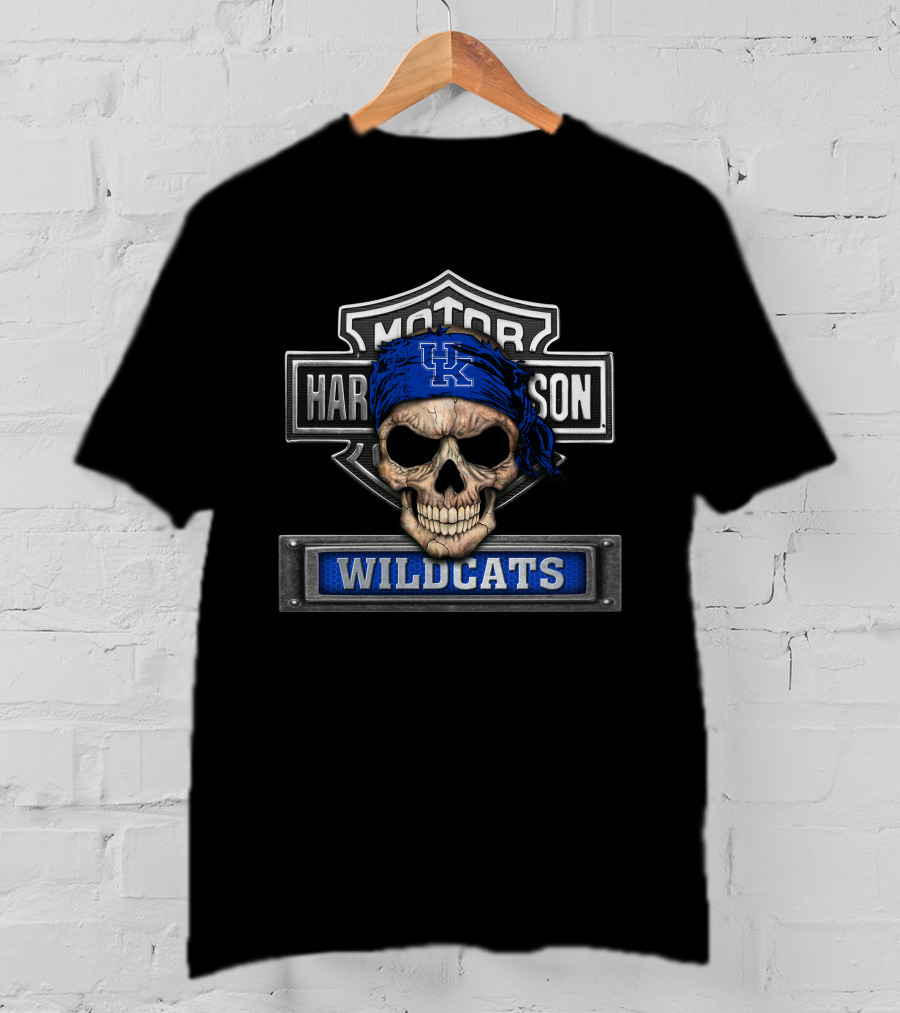 Motor Harley Davidson Wildcats Kentucky Skull T-Shirt