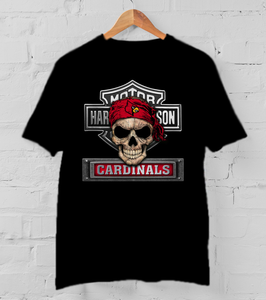 Harley Davidson Motorcycles Skull Bandana Cardinals T-Shirt