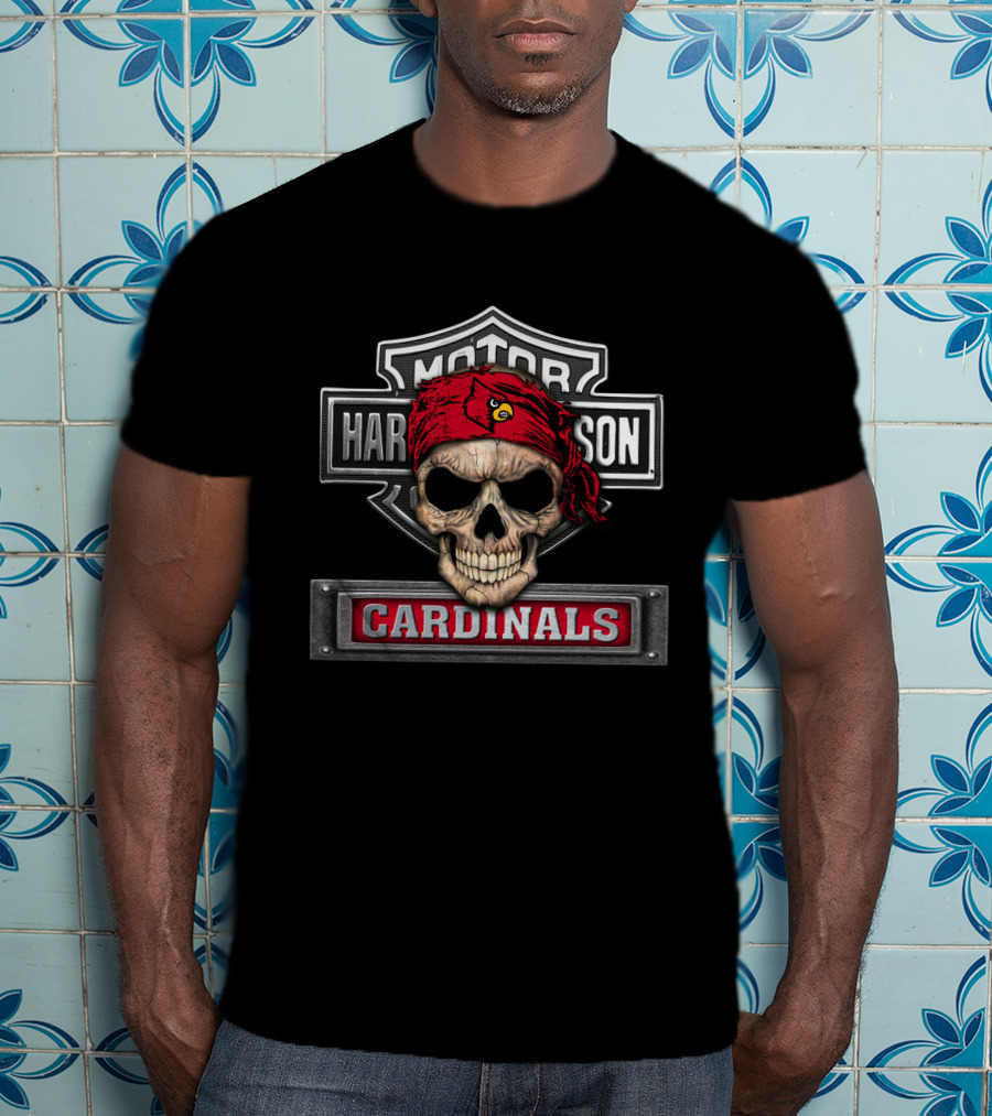 Harley Davidson Motorcycles Skull Bandana Cardinals T-Shirt