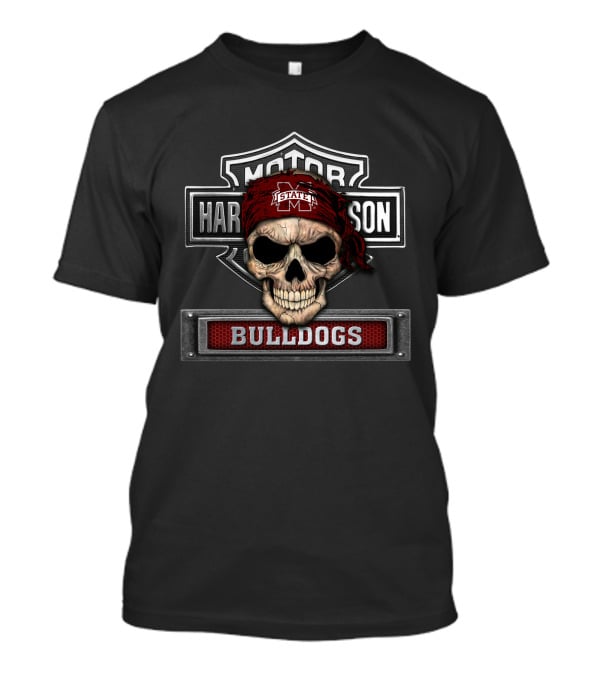 Mississippi State Bulldogs Skull With Motor Harley Davidson T-Shirt