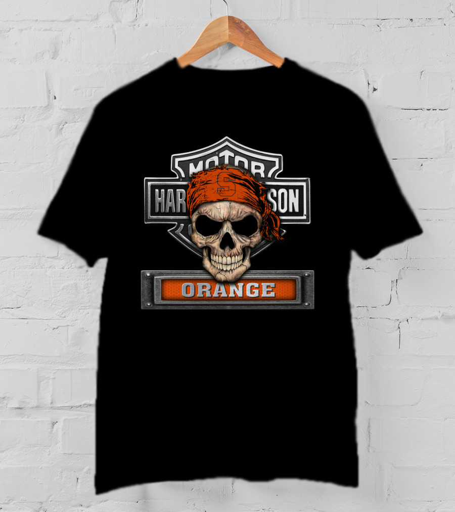 Motor Harley Davidson Skull Bandana Orange Syracuse T-Shirt