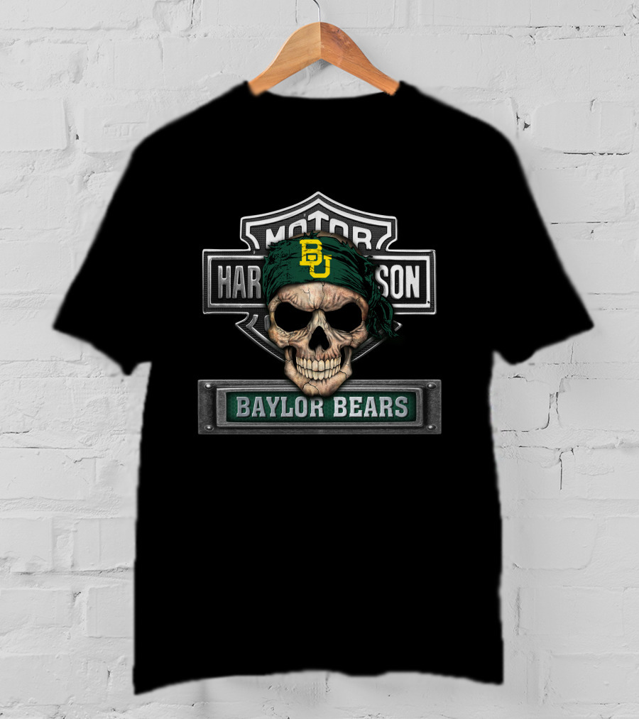 Baylor Bears Skull Harley Davidson Logo Bandana T-Shirt