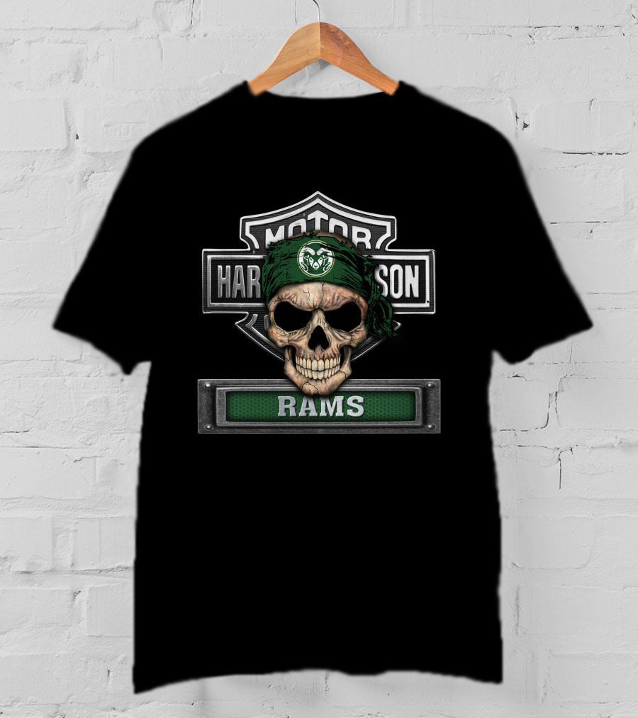 Motor Harley Davidson Colorado State Rams Skull T-Shirt