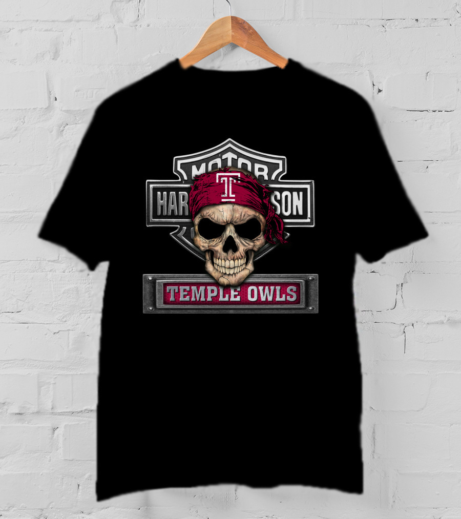 Motor Harley Davidson Skull Temple Owls T-Shirt