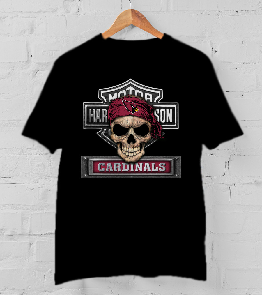 Hd Nfl Arizona Cardinals Skull Bandana Harley Davidson T-Shirt