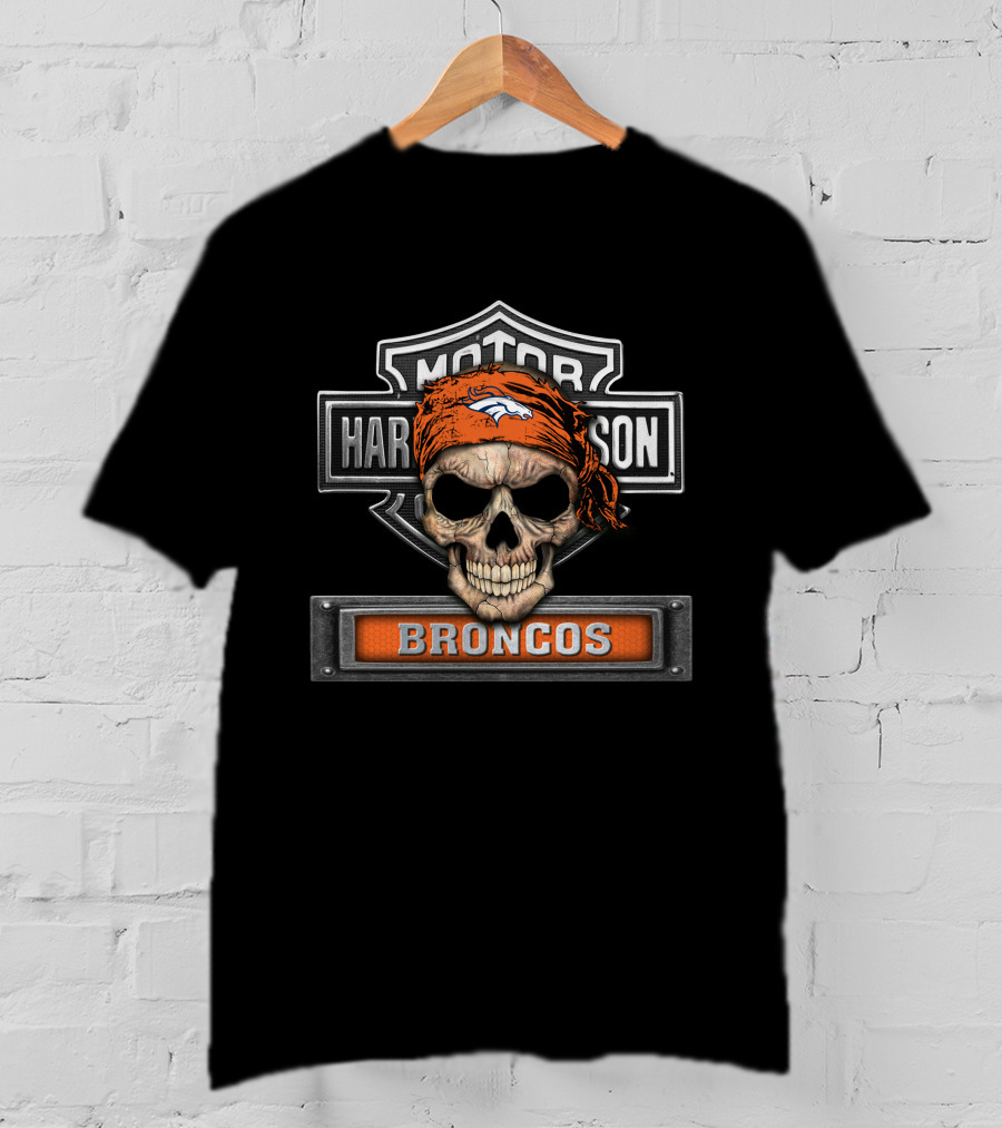 Motor Dh 91 Hd Nfl Denver Broncos Harley Skull T-Shirt