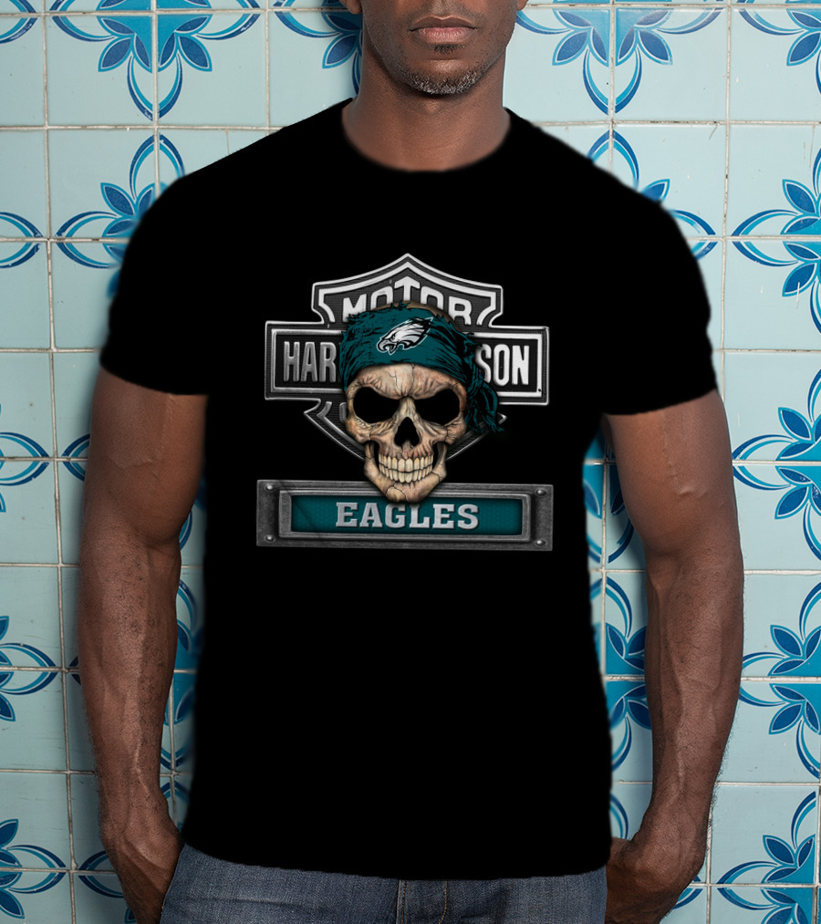 Harley Davidson Motor Skull Eagles Nfl Philadelphia Eagles T-Shirt