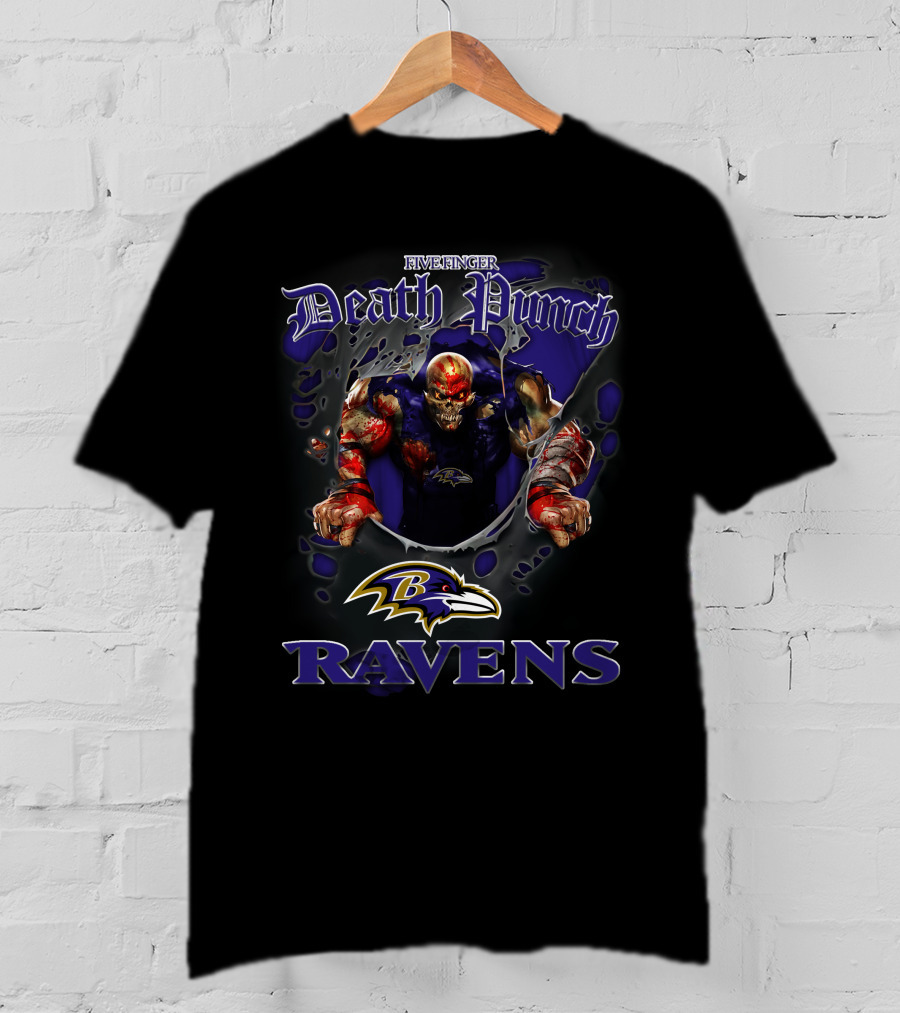 Five Finger Death Punch Baltimore Ravens Nfl Football Fans Ravens T-Shirt