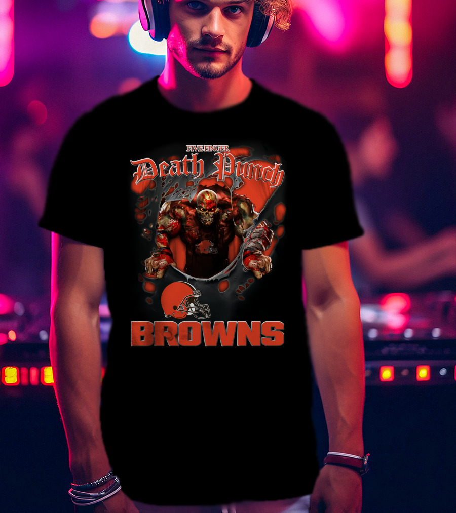 Five Finger Death Punch Cleveland Browns Nfl Football Fans T-Shirt