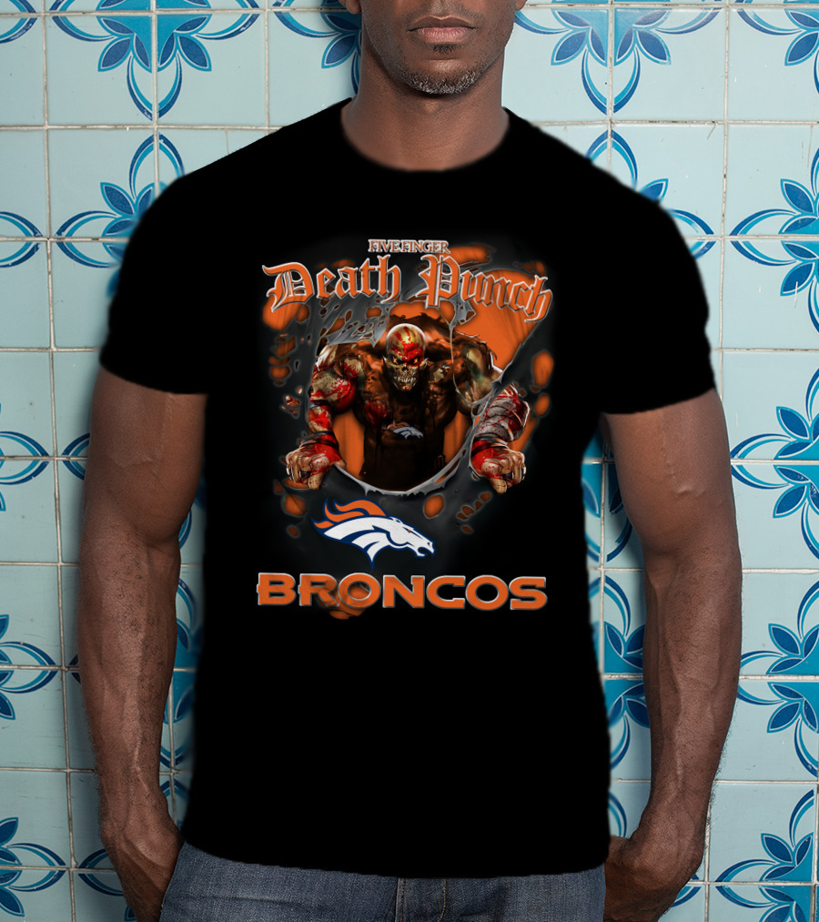 Five Finger Death Punch Broncos Nfl Football Fans Denver Broncos T-Shirt