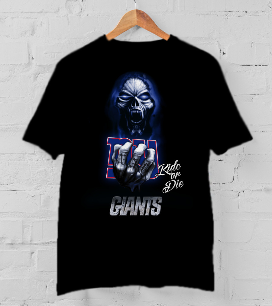 Nfl New York Giants Ride Or Die Blue Skull 146 Hd0024 T-Shirt