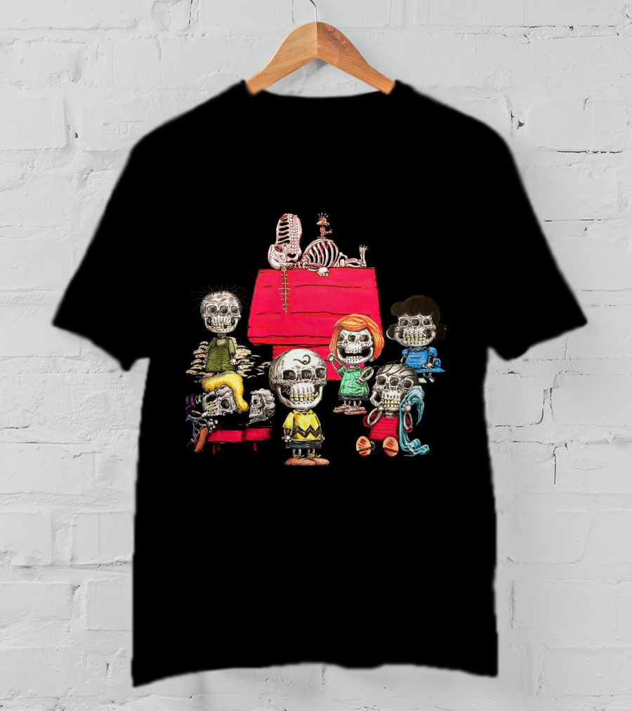 Skeleton Family Peanuts Halloween Spooky Characters T-Shirt