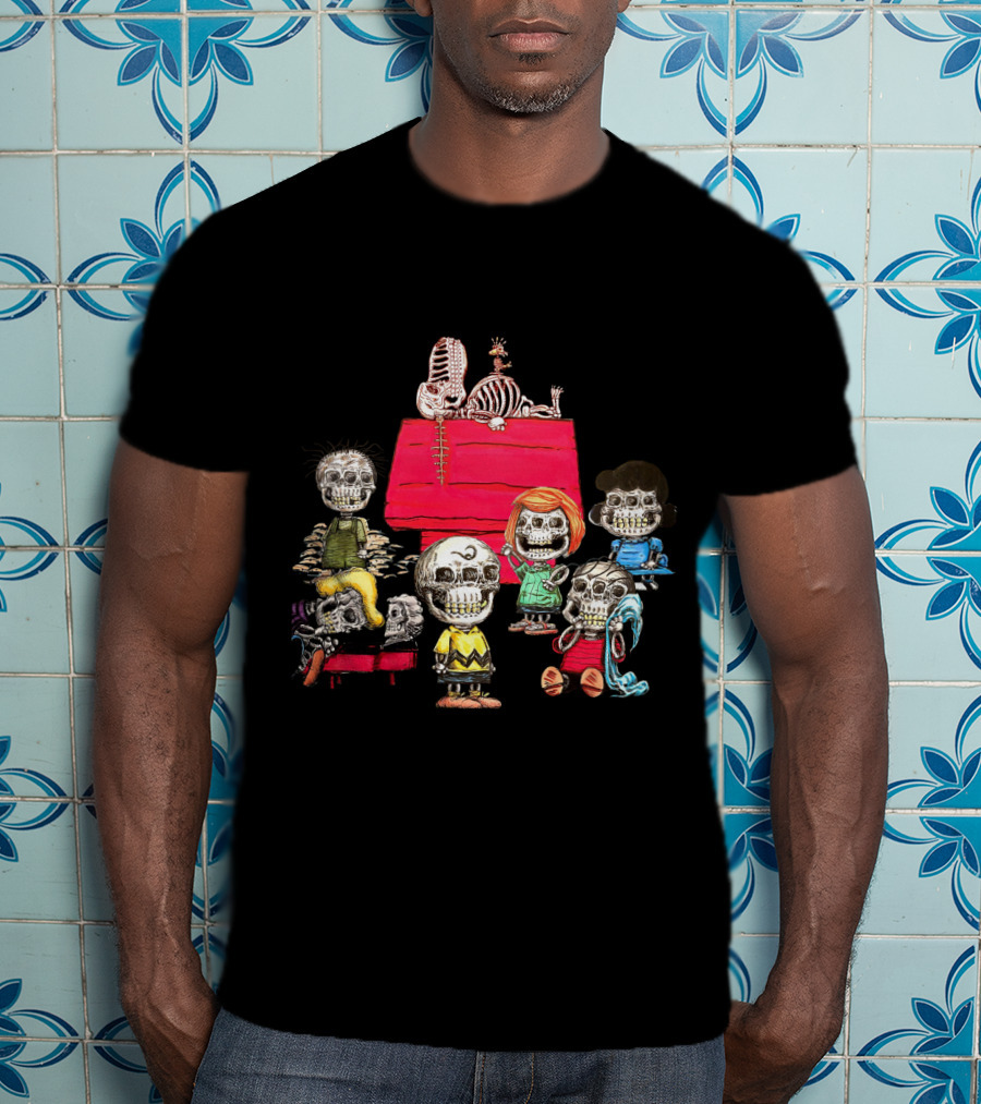 Skeleton Family Peanuts Halloween Spooky Characters T-Shirt